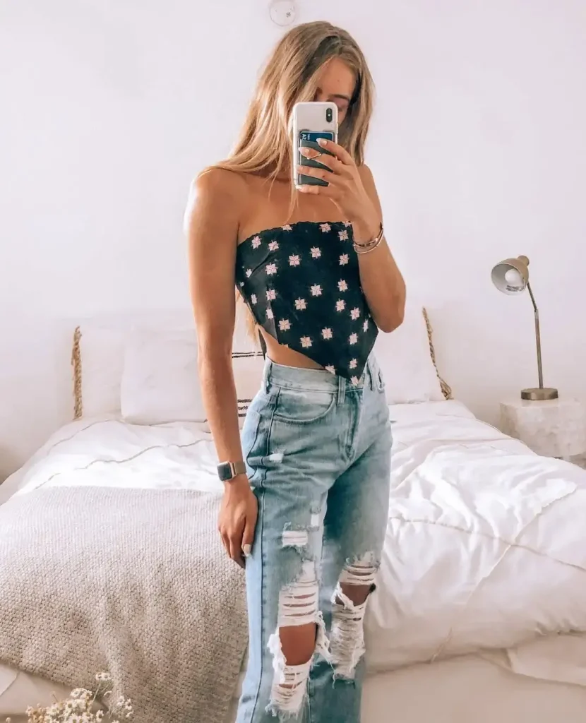 Bandana Top + High-Rise Jeans