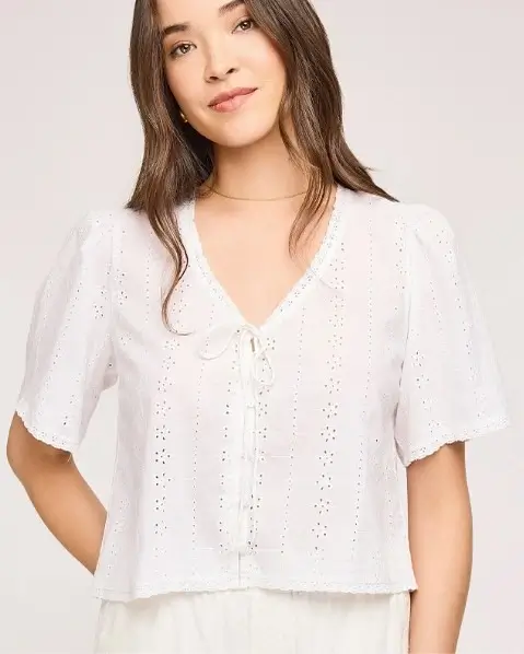  Eyelet Blouse + Bermuda Shorts