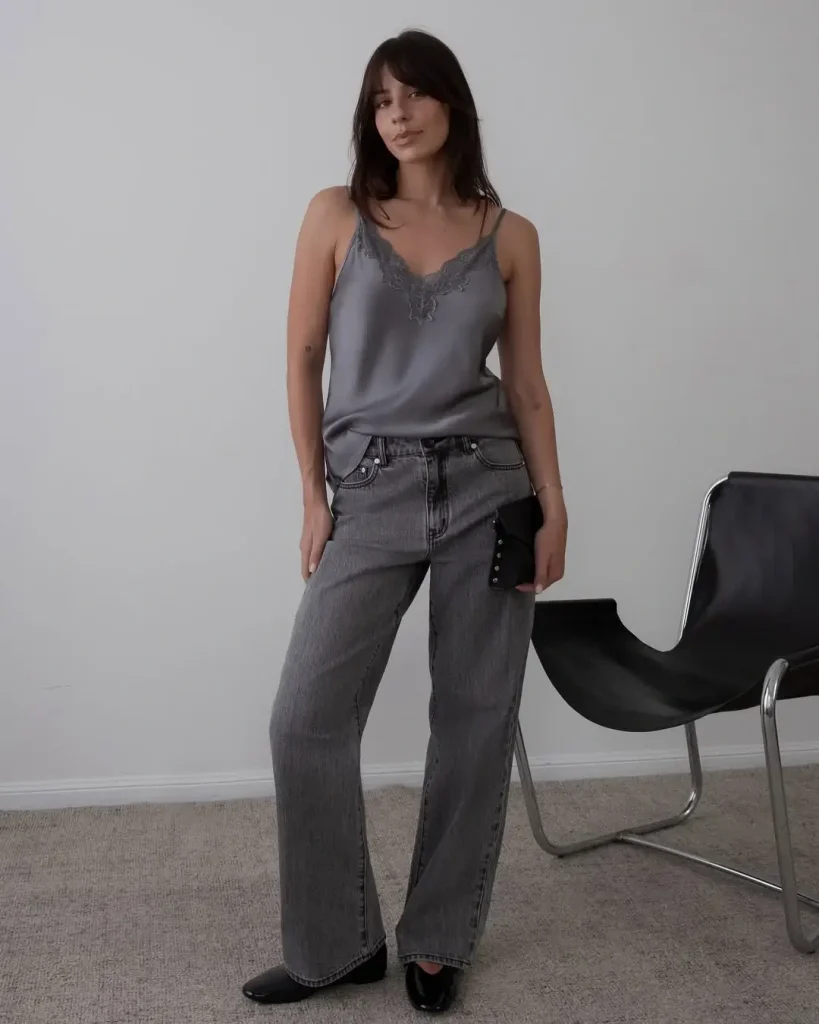 Lace Cami + Wide-Leg Denim