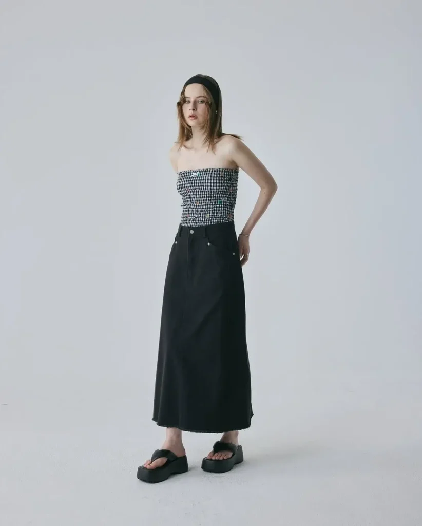 Smock Top + Denim Mini Skirt