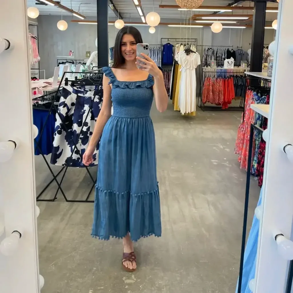 Tiered Midi Dress + Denim Vest