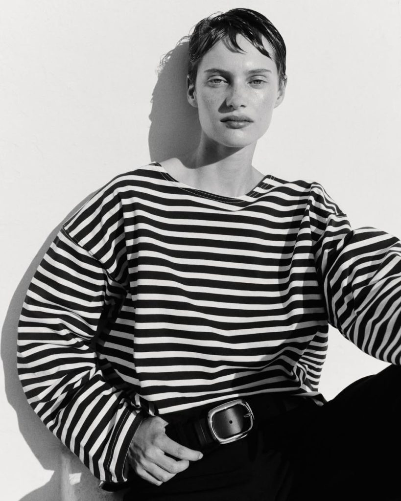 Breton Stripe Tee + A-Line Midi Skirt