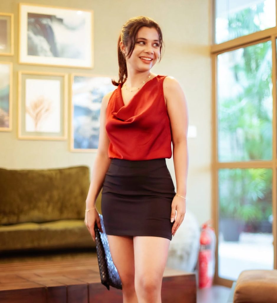 Button-Down Shirt + Satin Mini Skirt