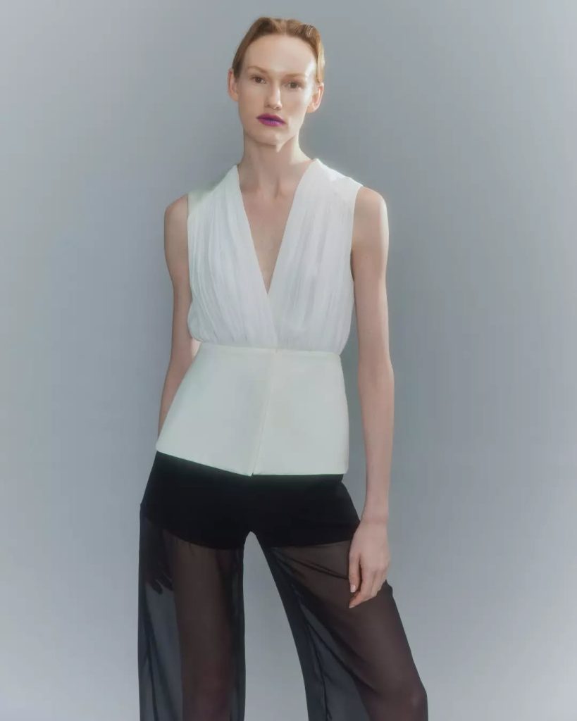 Chiffon Blouse and Wide-Legged Trousers