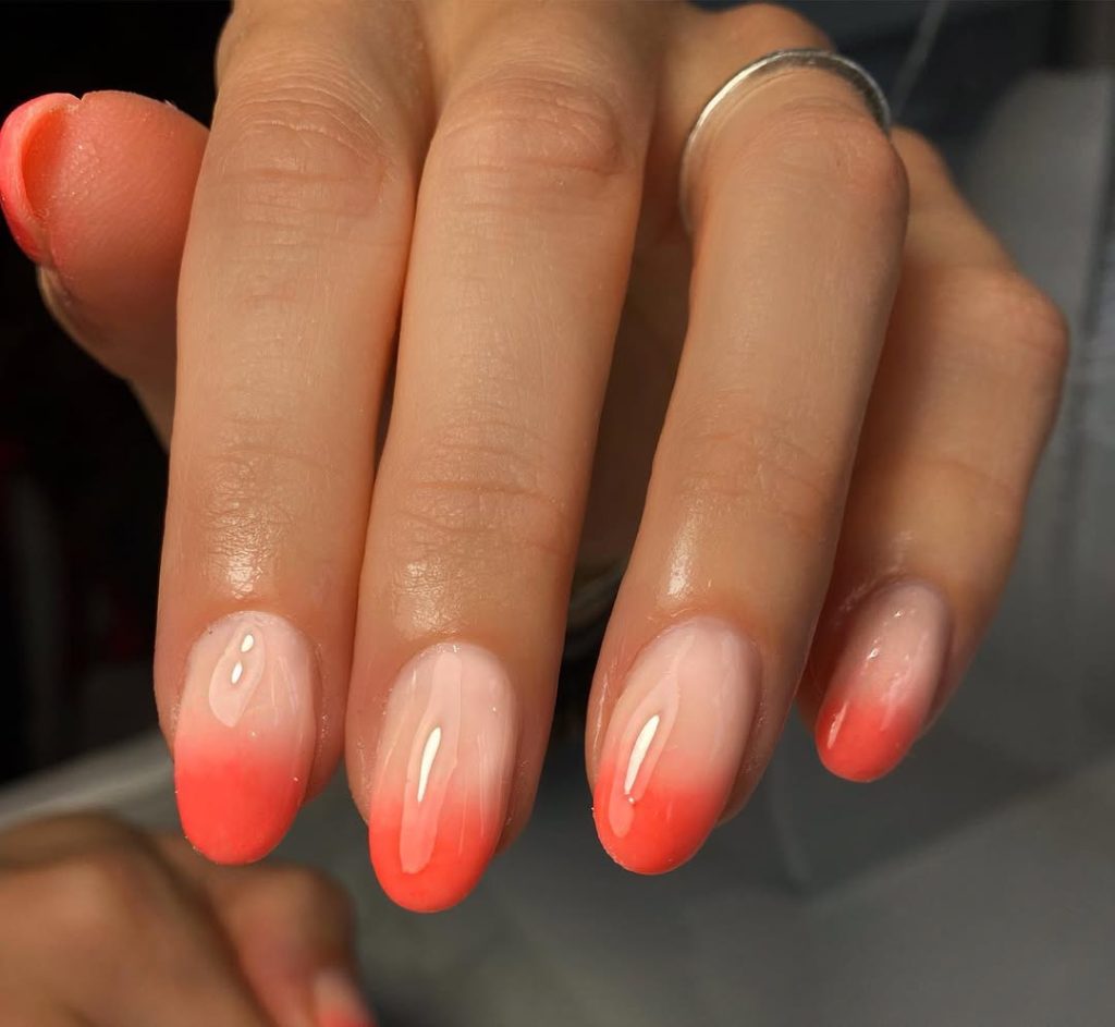 Coral Ombre Nails