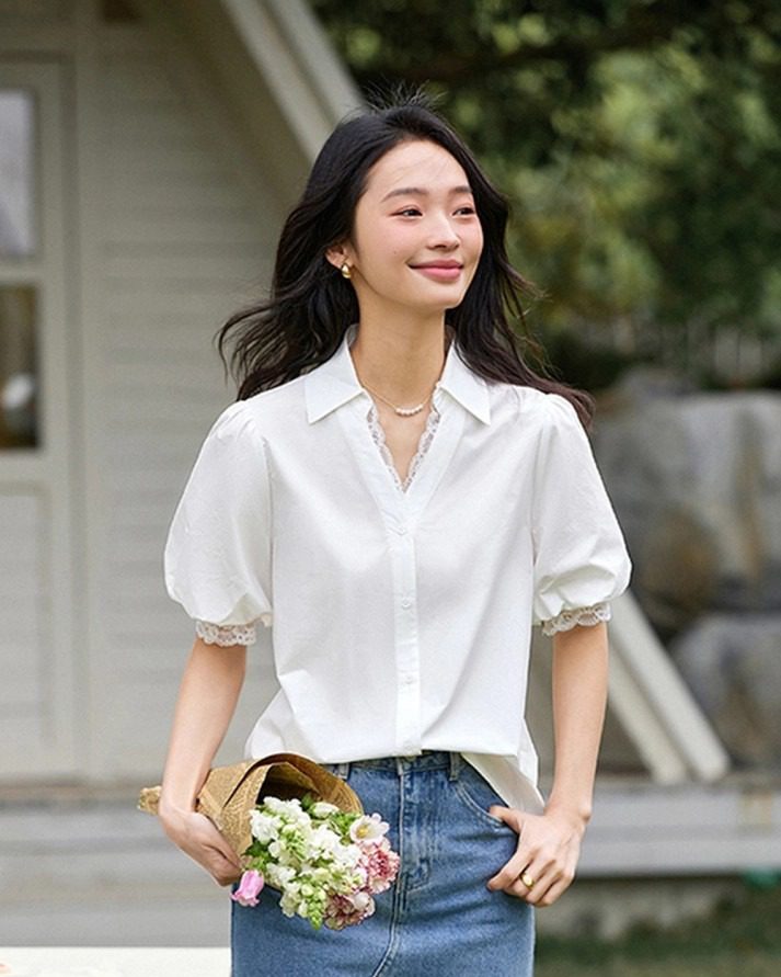 Crisp White Shirt and A-Line Skirt