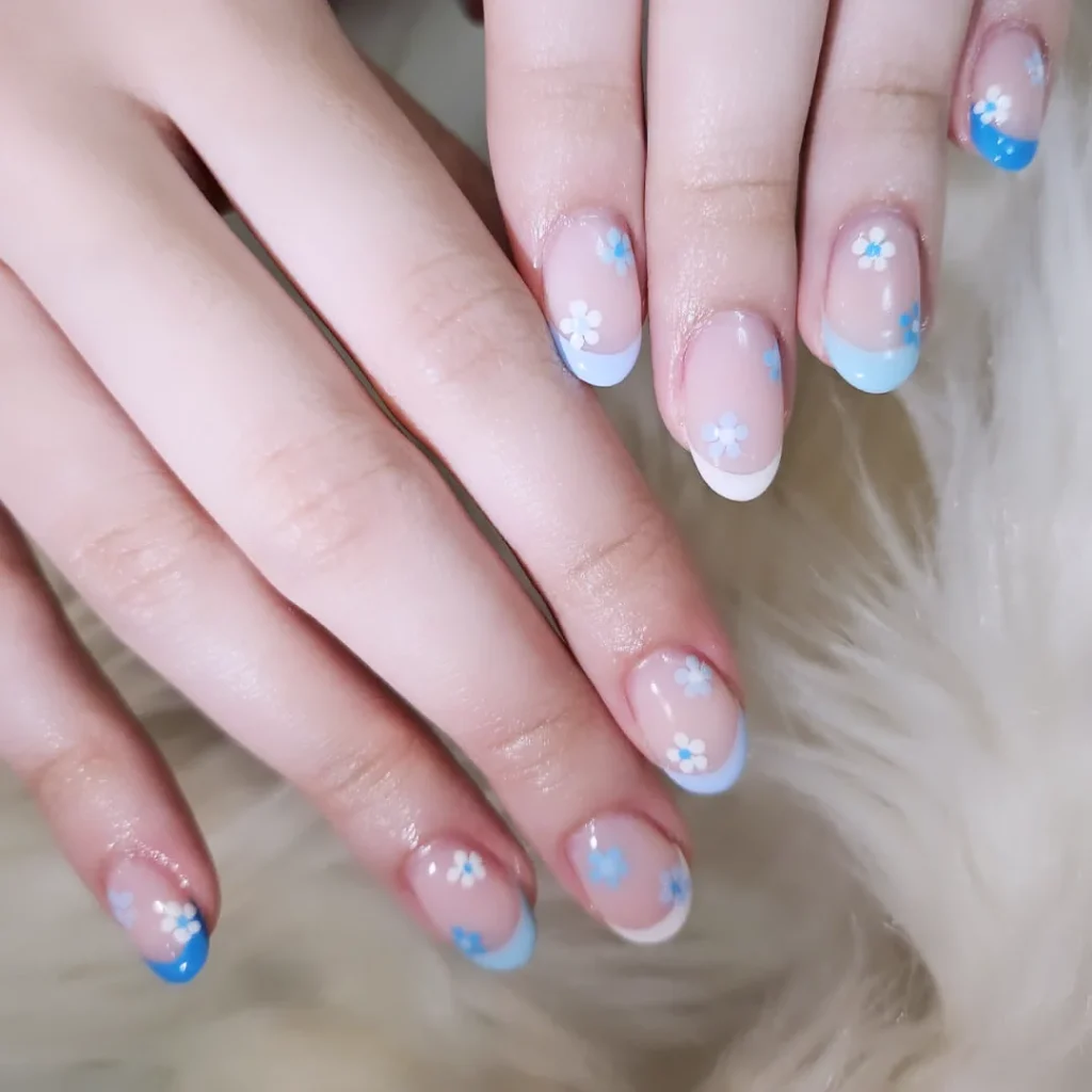 Floral French Manicure