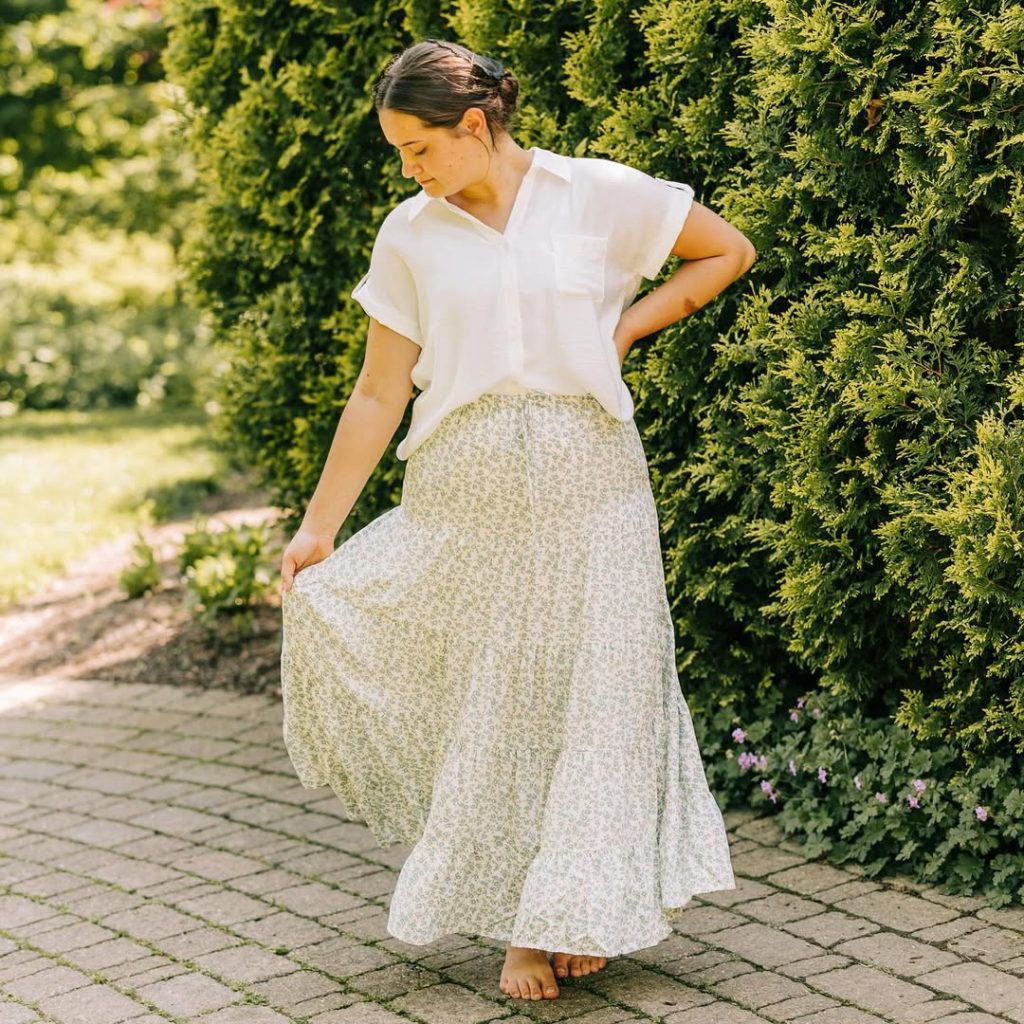 Floral Midi Skirt and Fitted Top
