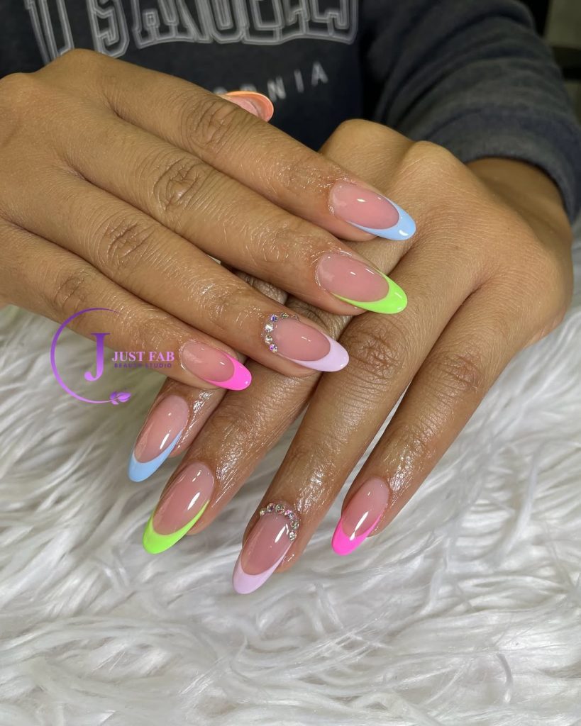 French Tips with Rhinestones