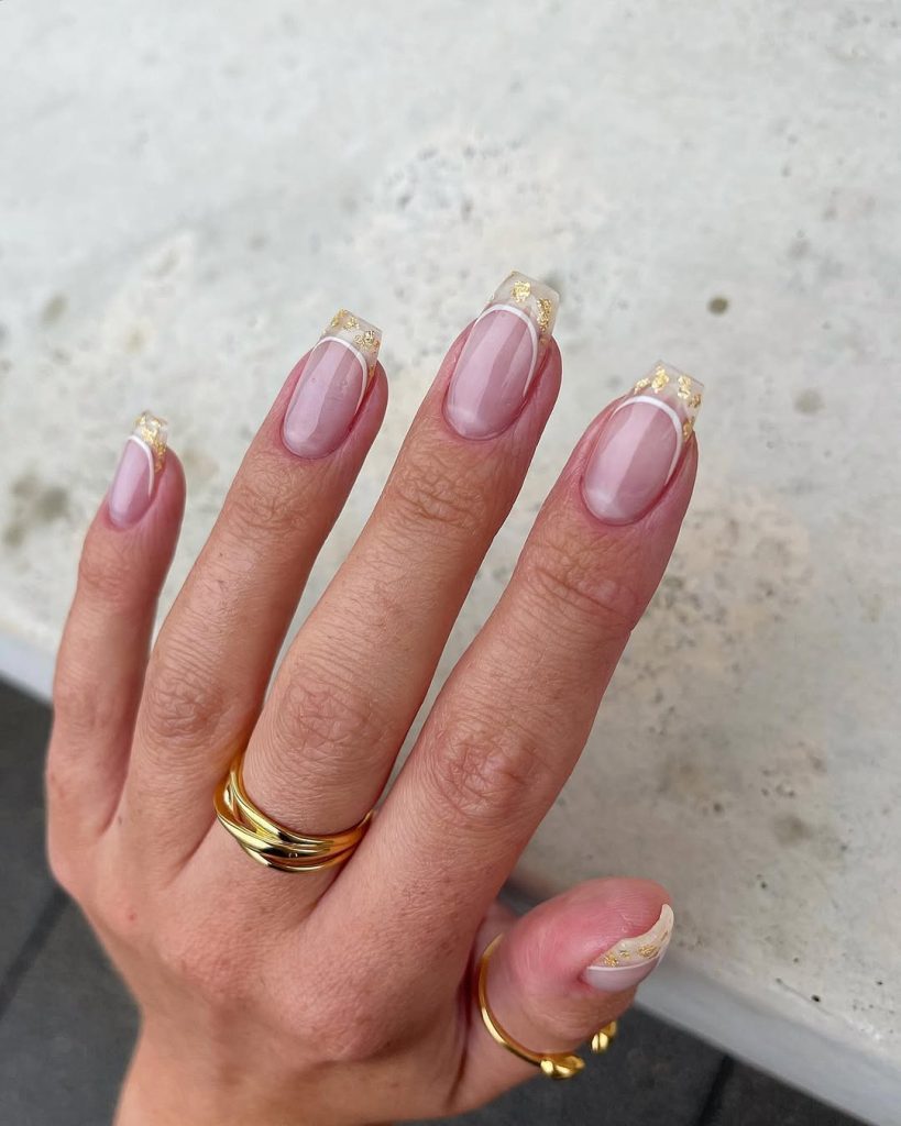 Gold Leaf French Nails
