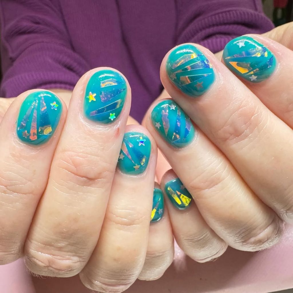 Iridescent Holographic Nails