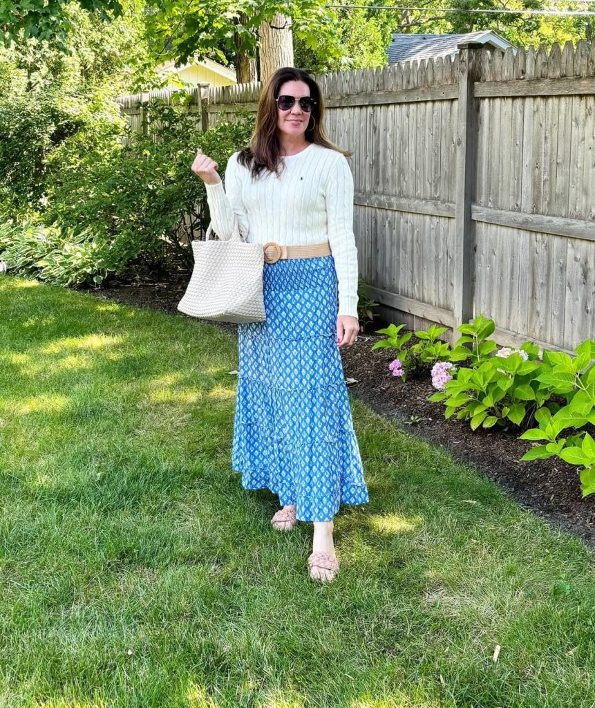 Maxi Skirt with a Fitted Sweater