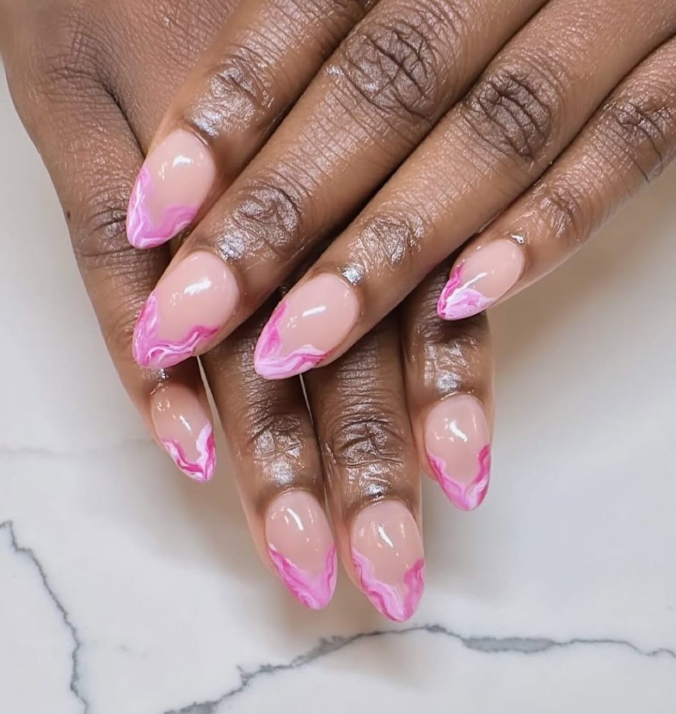 Pink Marble Nails