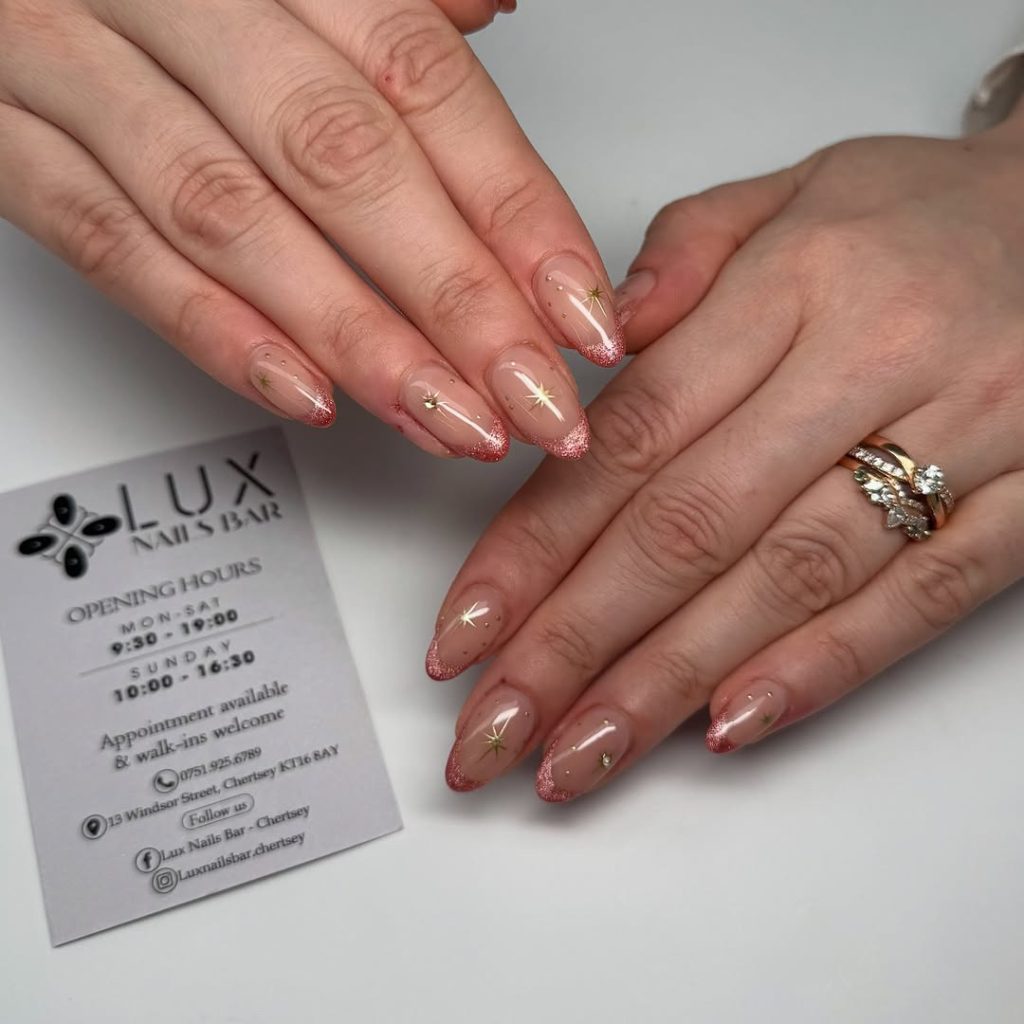 Pink and Gold Glitter Tips