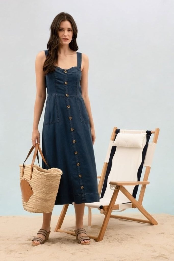 Sleeveless Button-Down Dress and Sandals