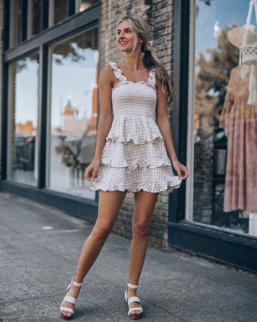 Smocked Mini Dress + Straw Hat