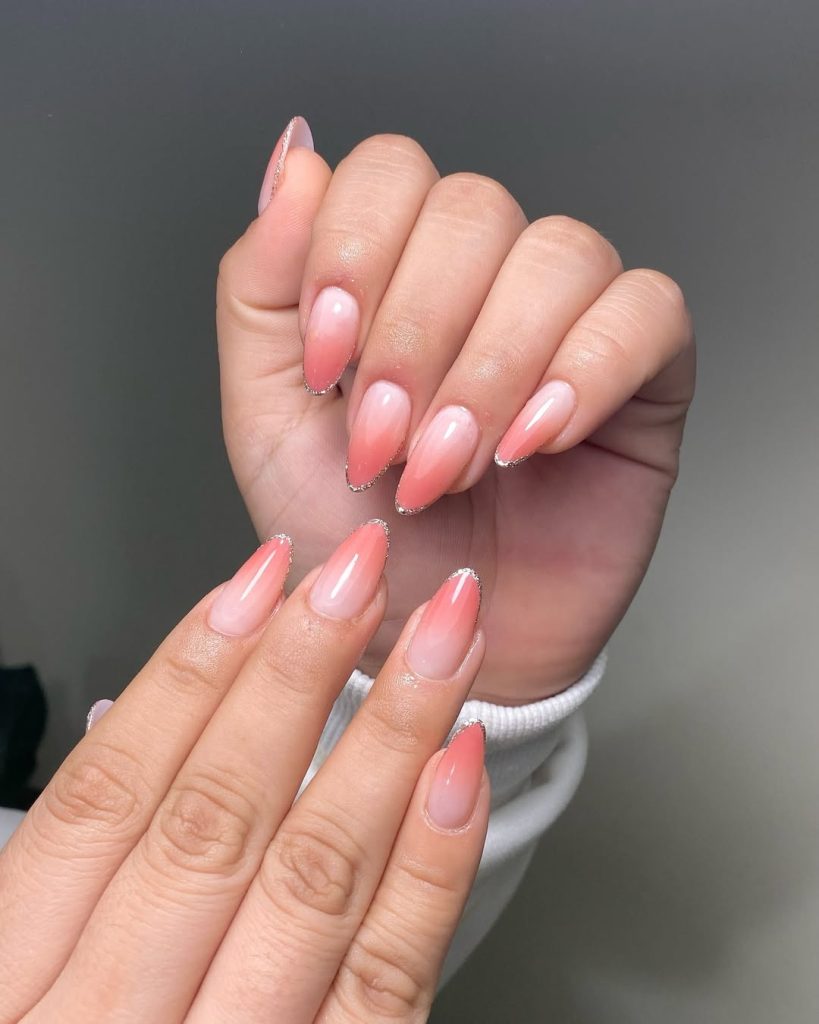 Soft Peach and Glitter Accent