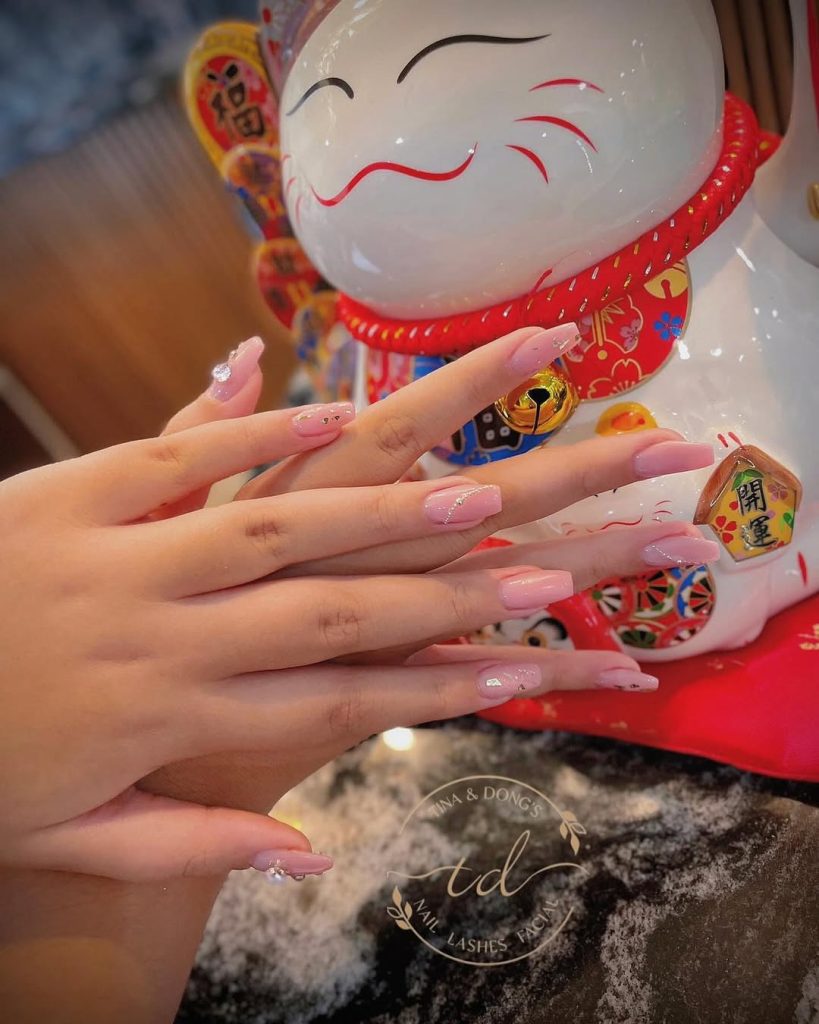 Soft Pink With Rhinestones