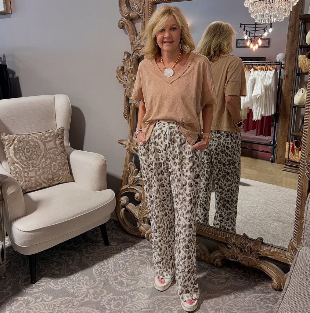 V-Neck Top and Printed Pants